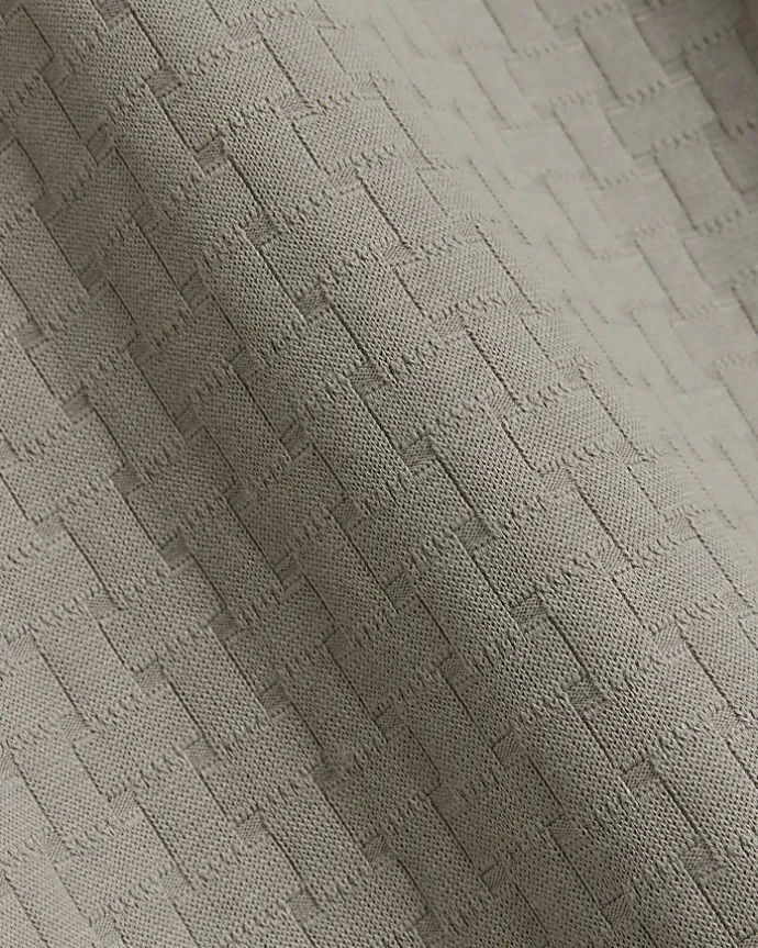 Grey slim fit weave jacquard polo