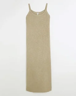 Grey split hem bodycon maxi dress