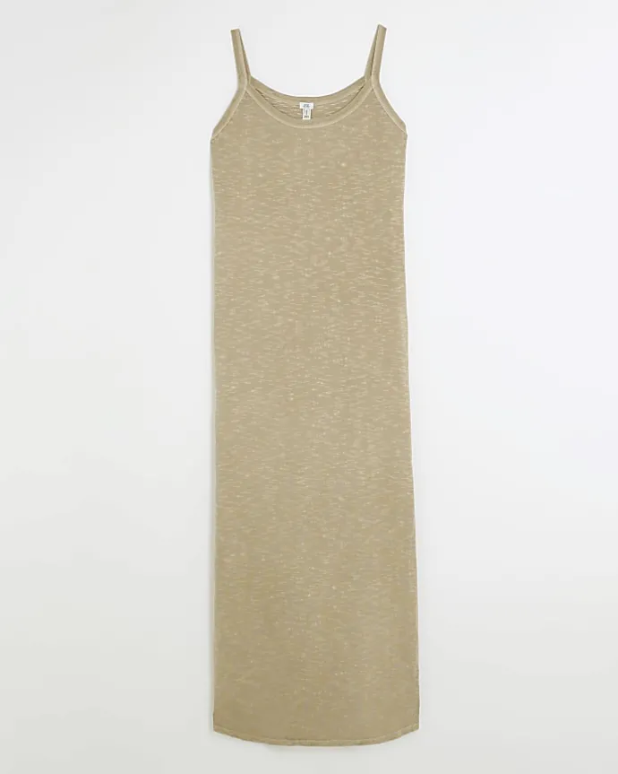 Grey split hem bodycon maxi dress