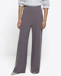Grey stitched wide leg trousers
