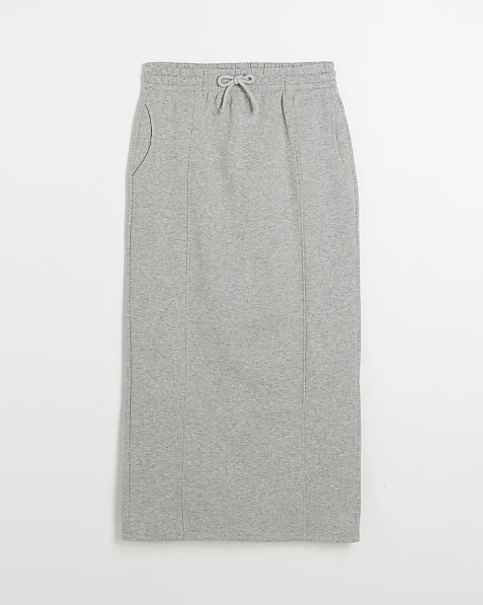 Grey sweat midi skirt