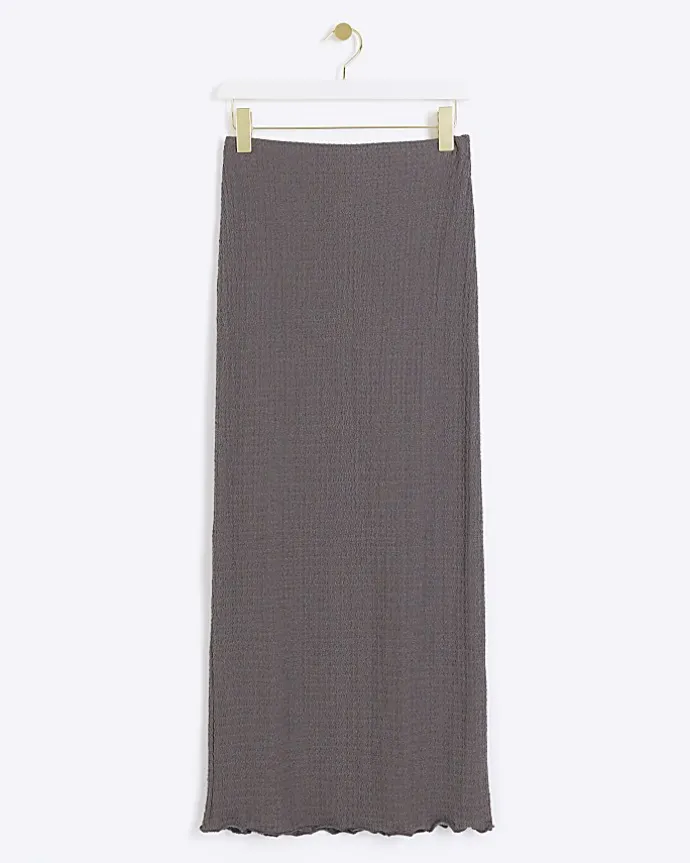 Grey textured midi skirt