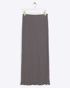Grey textured midi skirt