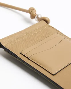 Khaki canvas phone cross body bag