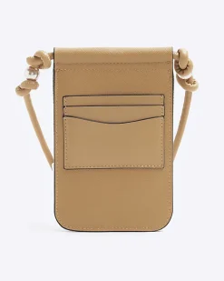 Khaki canvas phone cross body bag
