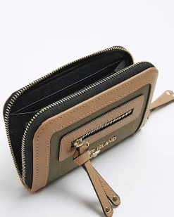 Khaki canvas zip purse