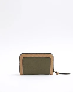Khaki canvas zip purse