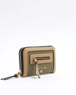 Khaki canvas zip purse