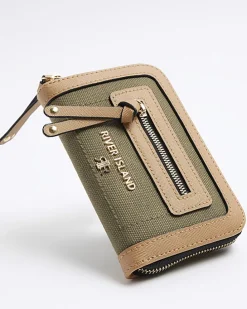 Khaki canvas zip purse