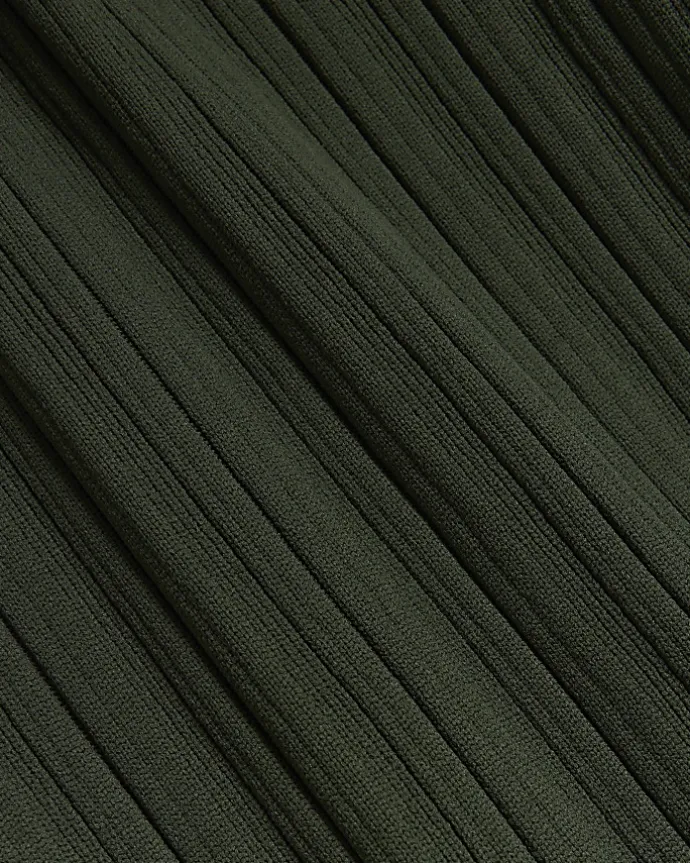 Khaki knit rib jumper maxi dress