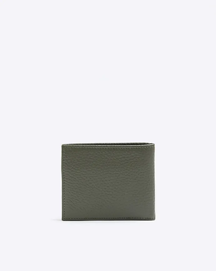 Khaki leather pebbled wallet