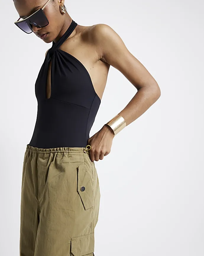 Khaki parachute cargo trousers