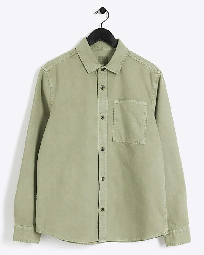 Khaki regular fit chest pocket shirt
