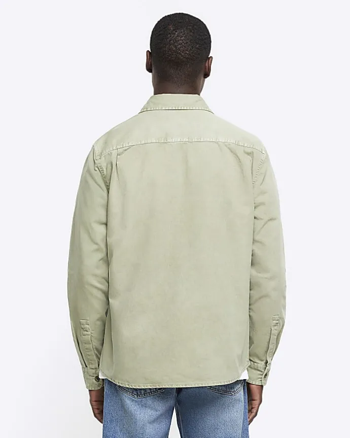 Khaki regular fit chest pocket shirt