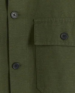 Khaki regular fit linen blend smart overshirt
