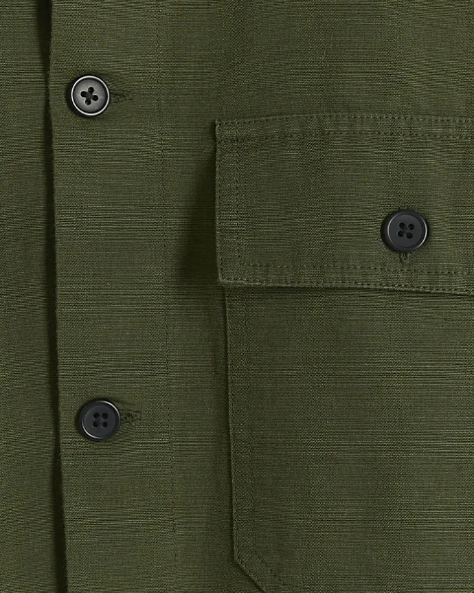 Khaki regular fit linen blend smart overshirt