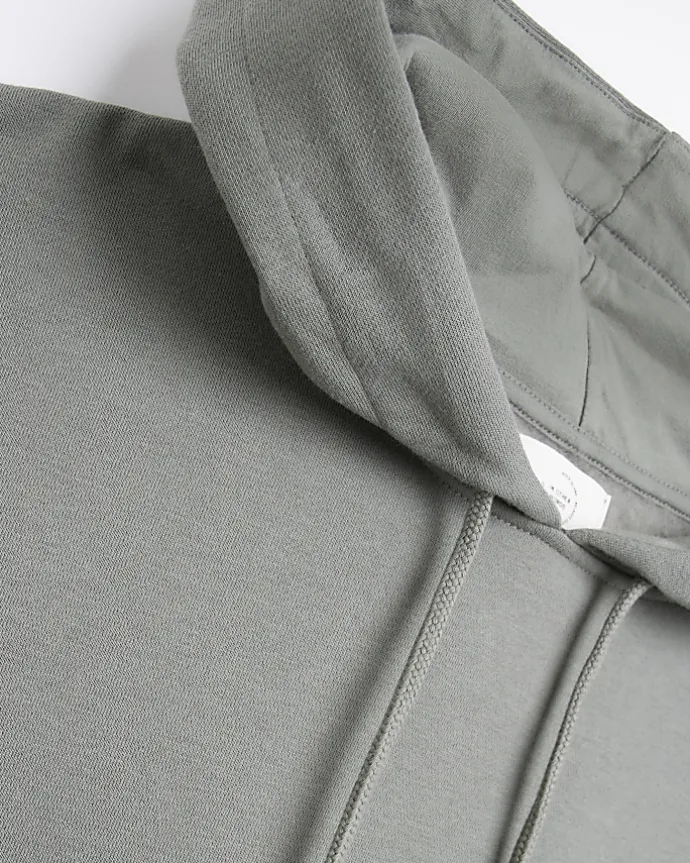 Khaki slim fit plain hoodie