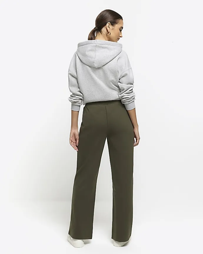 Khaki wide leg joggers