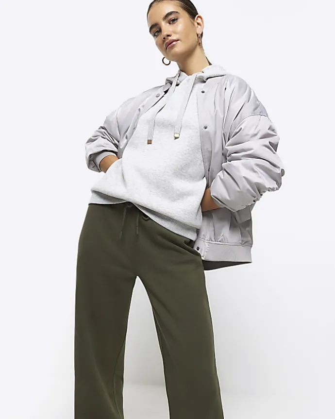 Khaki wide leg joggers