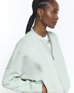 Light Green zip up bomber sweatshirt