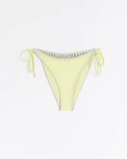 Lime green tie side stitch bikini bottoms