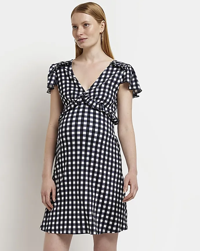 Maternity black frill mini dress