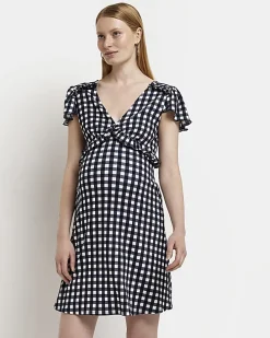 Maternity black frill mini dress