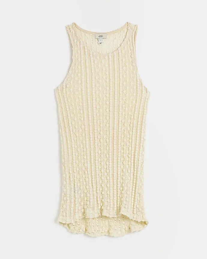 Maternity cream textured lace tank top