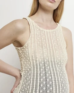 Maternity cream textured lace tank top