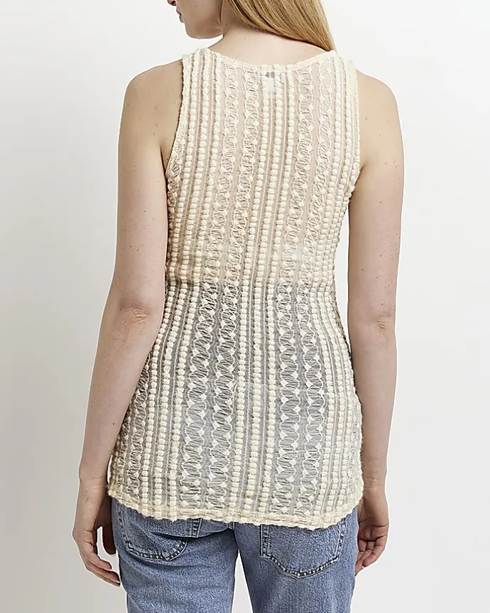 Maternity cream textured lace tank top