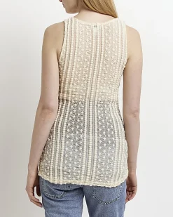 Maternity cream textured lace tank top