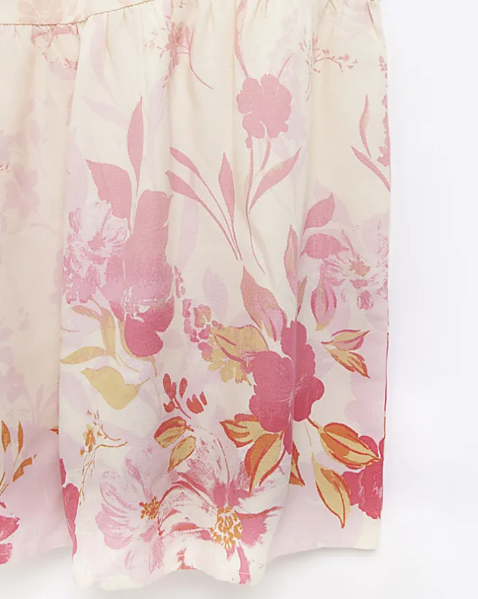 Maternity pink front wrap floral maxi Dress