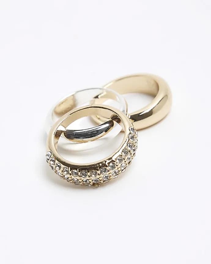 Metal stone ring 3 Pack