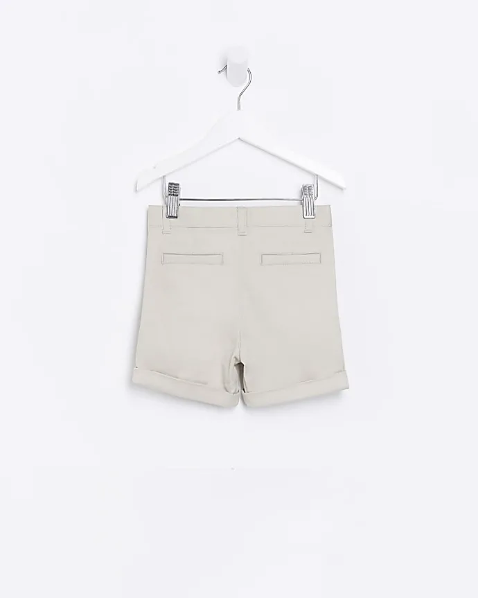 Mini Boys Beige Stretch Chino Shorts
