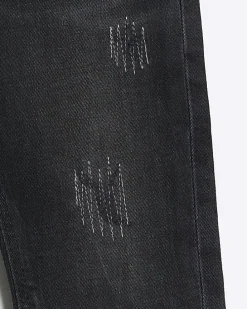 Mini boys black slim ripped jeans