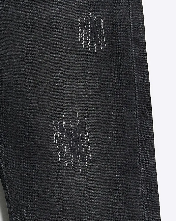 Mini boys black slim ripped jeans