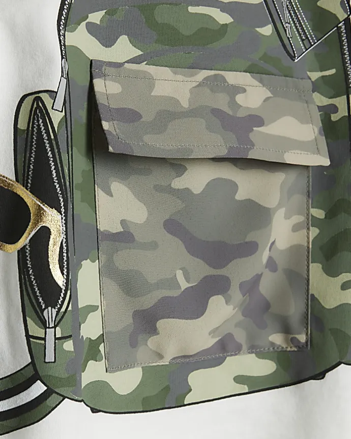 Mini Boys khaki backpack t-shirt set