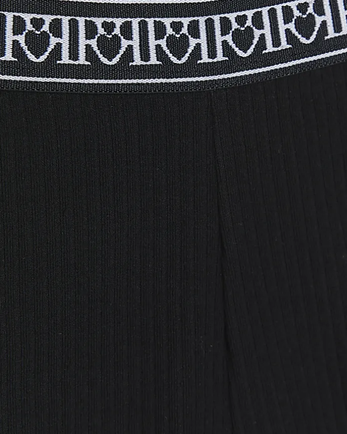 Mini girls black RI rib cycle shorts