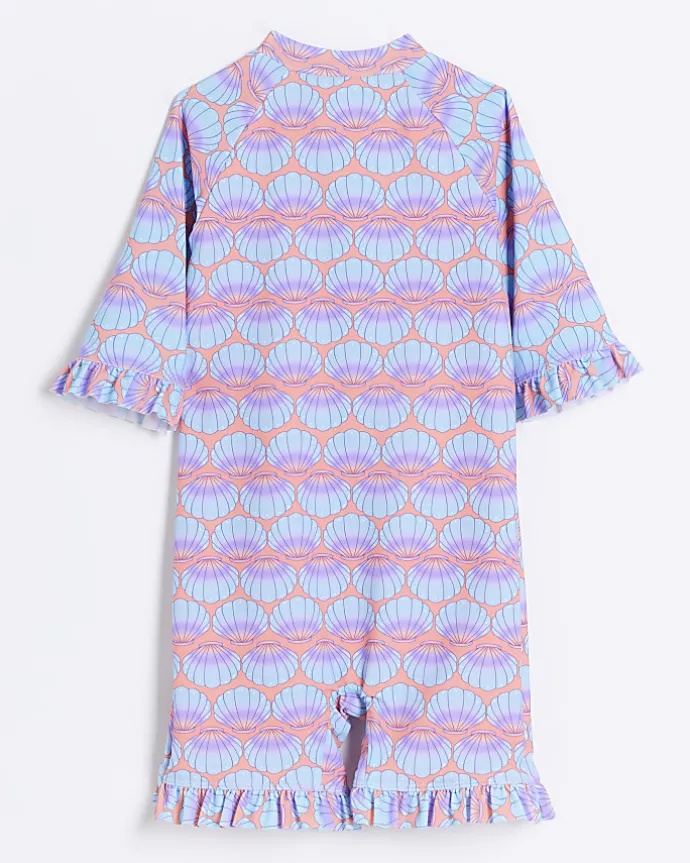 Mini girls coral sun safe rash suit