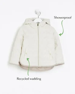 Mini girls cream heart padded jacket