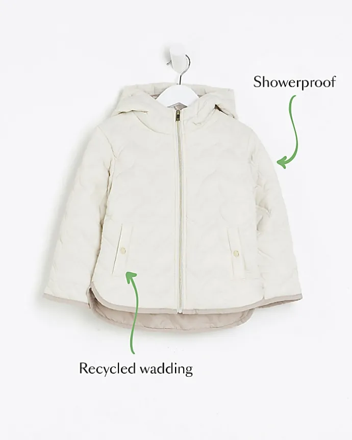 Mini girls cream heart padded jacket