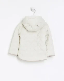 Mini girls cream heart padded jacket