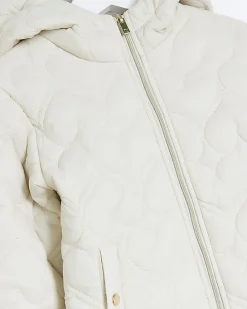 Mini girls cream heart padded jacket
