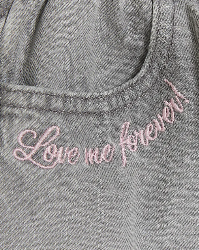 Mini girls grey heart pocket paperbag jeans