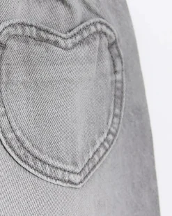 Mini girls grey heart pocket paperbag jeans