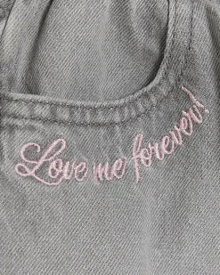 Mini girls grey heart pocket paperbag jeans