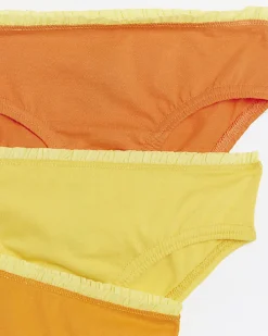 Mini girls orange frill briefs 6 pack