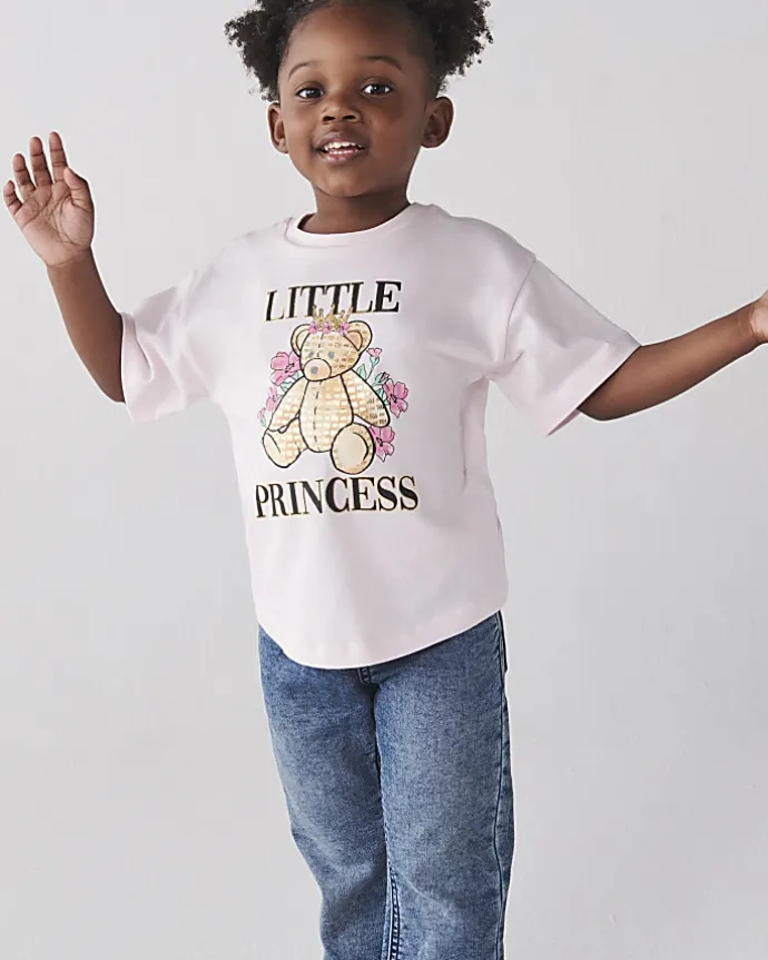 Mini girls pink bear graphic t-shirt