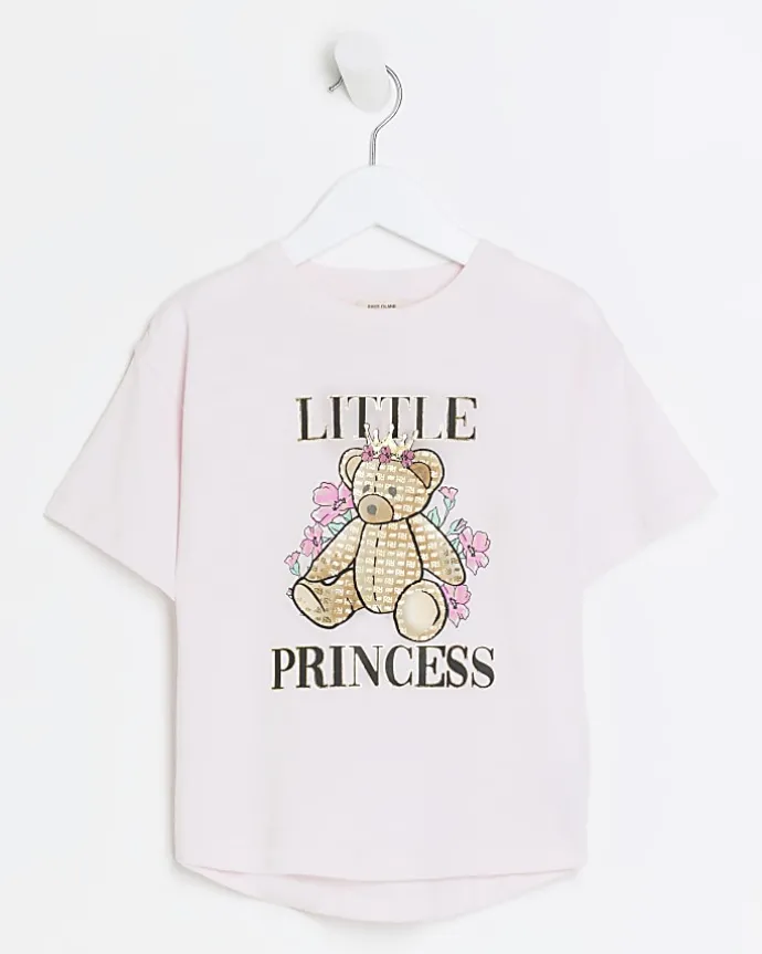 Mini girls pink bear graphic t-shirt