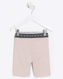 Mini girls pink RI rib cycle shorts